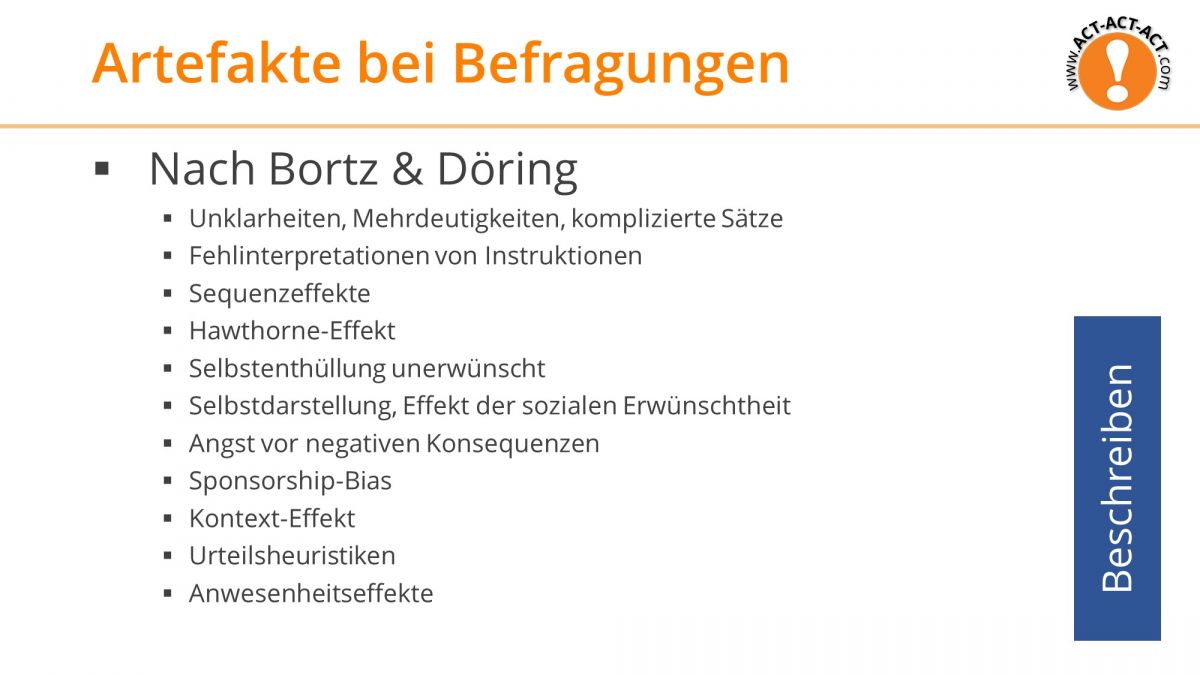 Psychologie Aufnahmetest Vorbereitung: Artefakte bei Befragungen