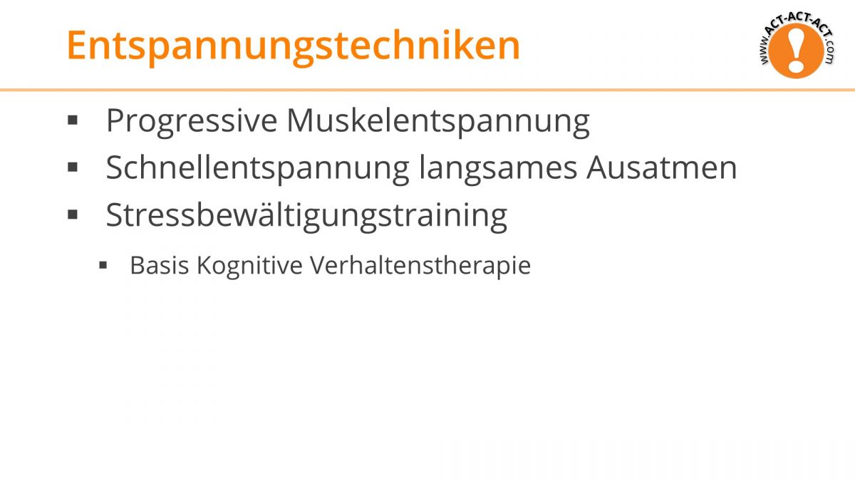 Psychologie Aufnahmetest Kapitel 12: Entspannungstechniken