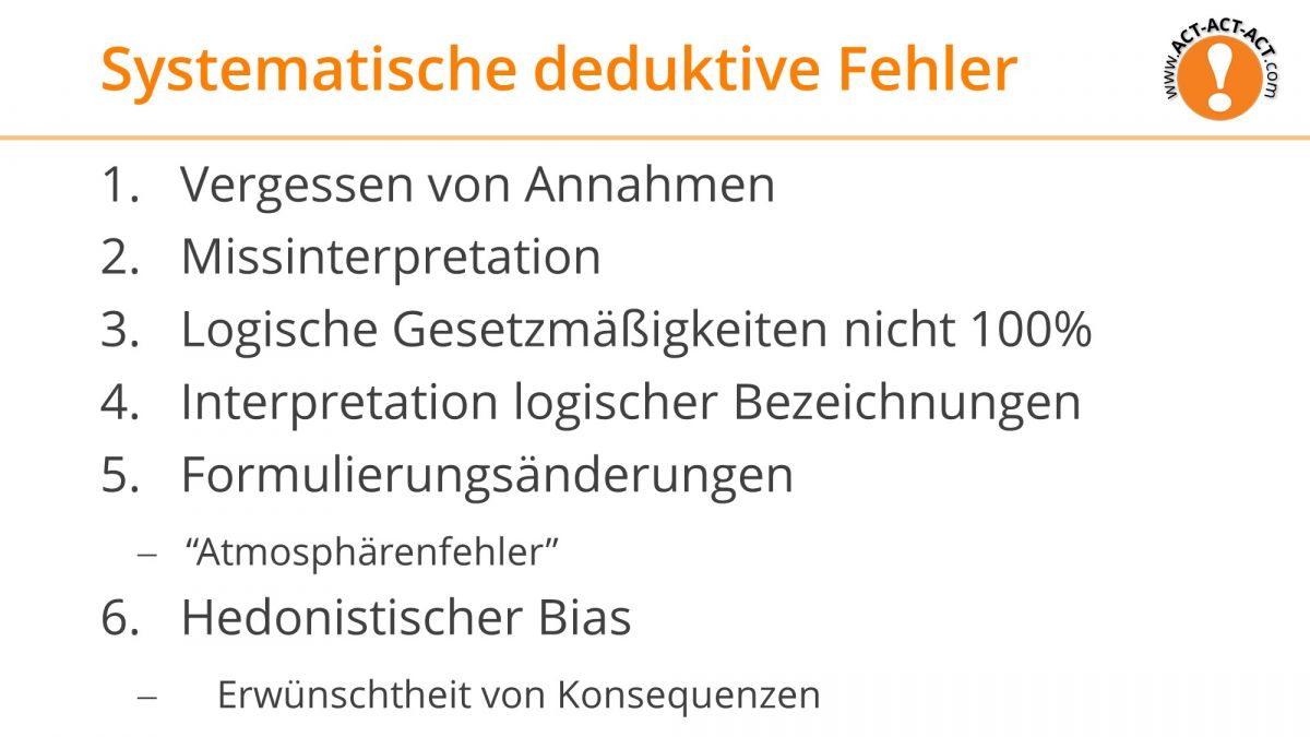 Psychologie Aufnahmetest Kapitel 8: Systematische deduktive Fehler