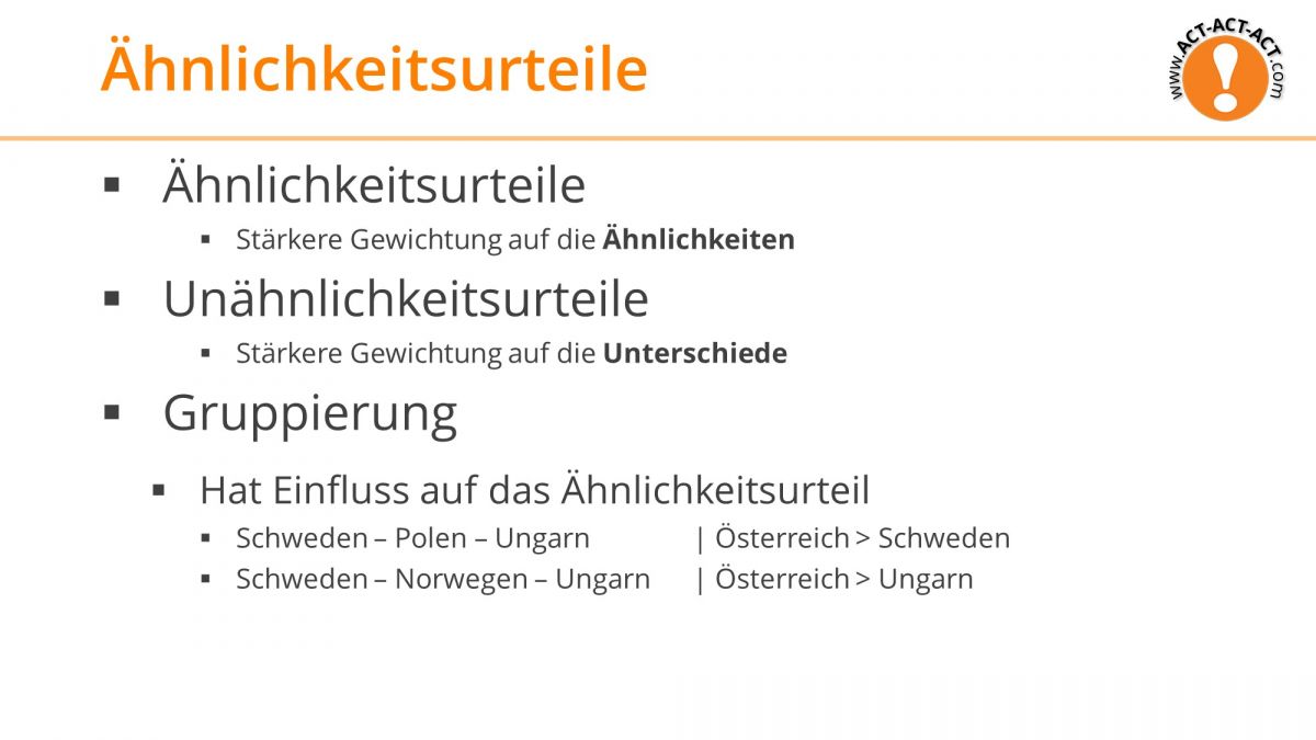 Psychologie Aufnahmetest Kapitel 8: Ähnlichkeitsurteile 