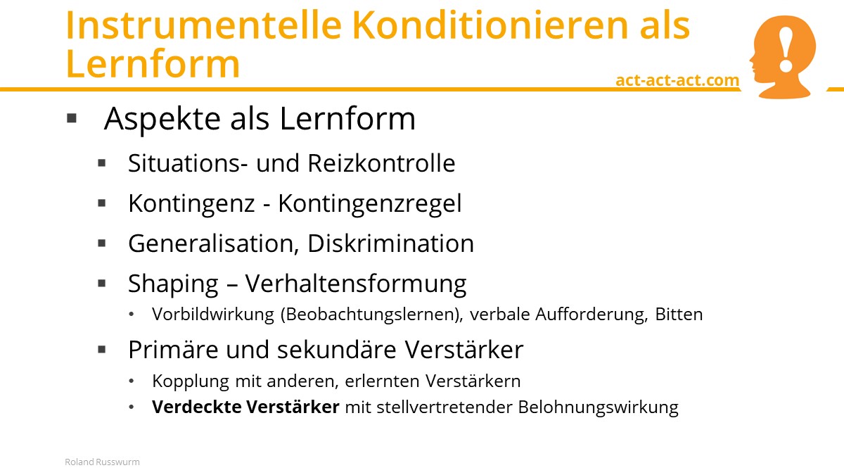 Instrumentelle Konditionieren als Lernform