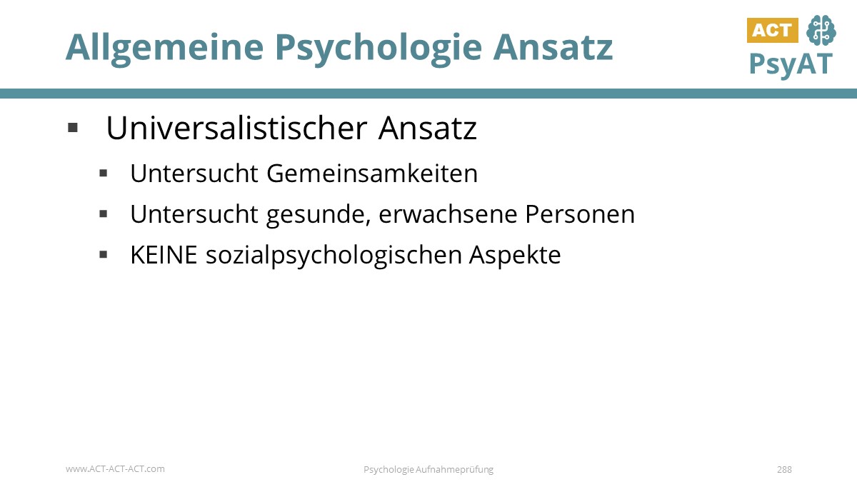 Allgemeine Psychologie Ansatz