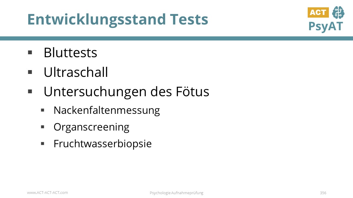 Entwicklungsstand Tests