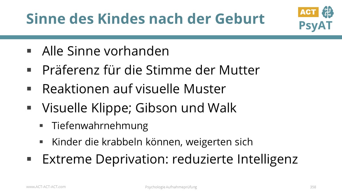 Sinne des Kindes nach der Geburt