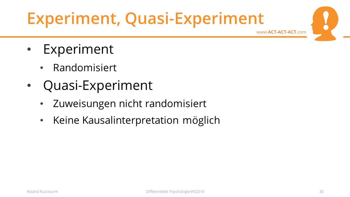 Experiment, Quasi-Experiment