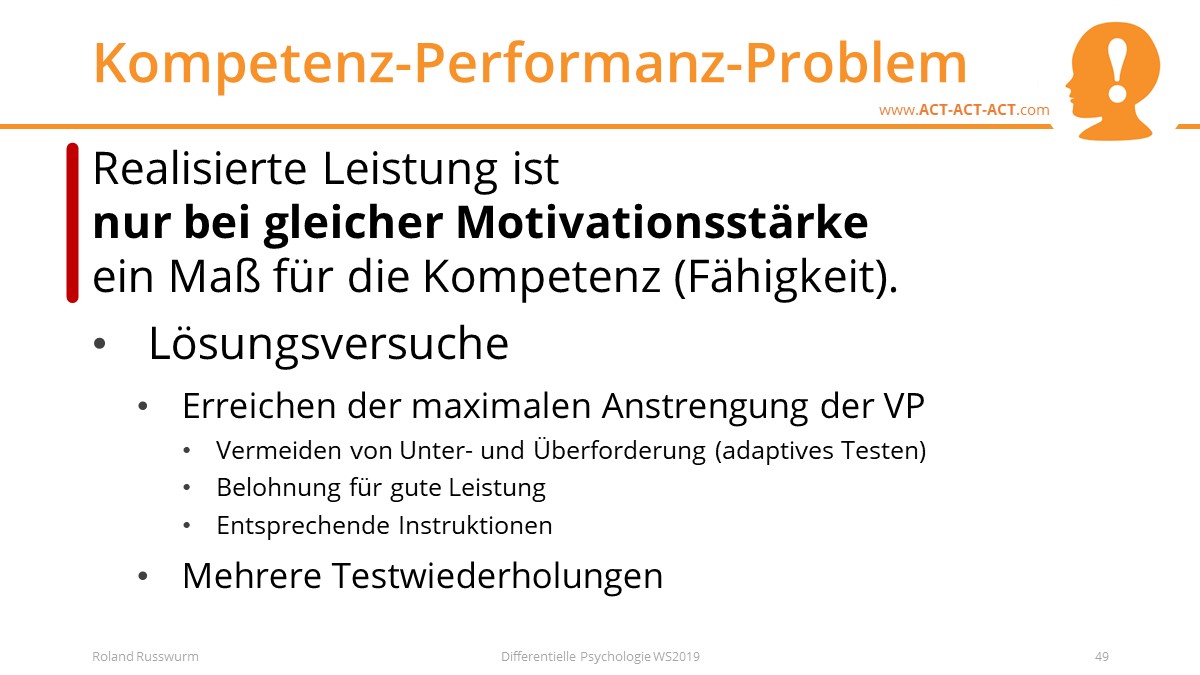 Kompetenz-Performanz-Problem