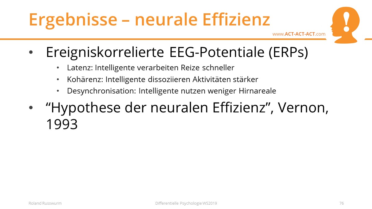 Ergebnisse – neurale Effizienz