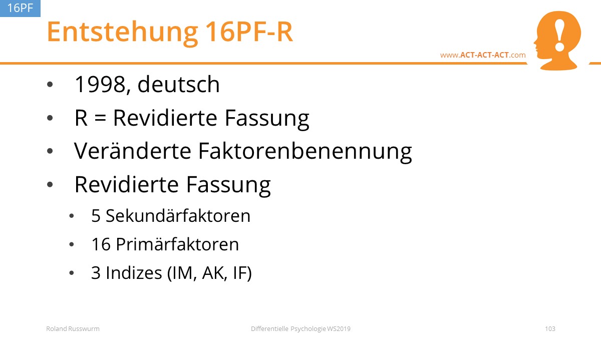 Entstehung 16PF-R