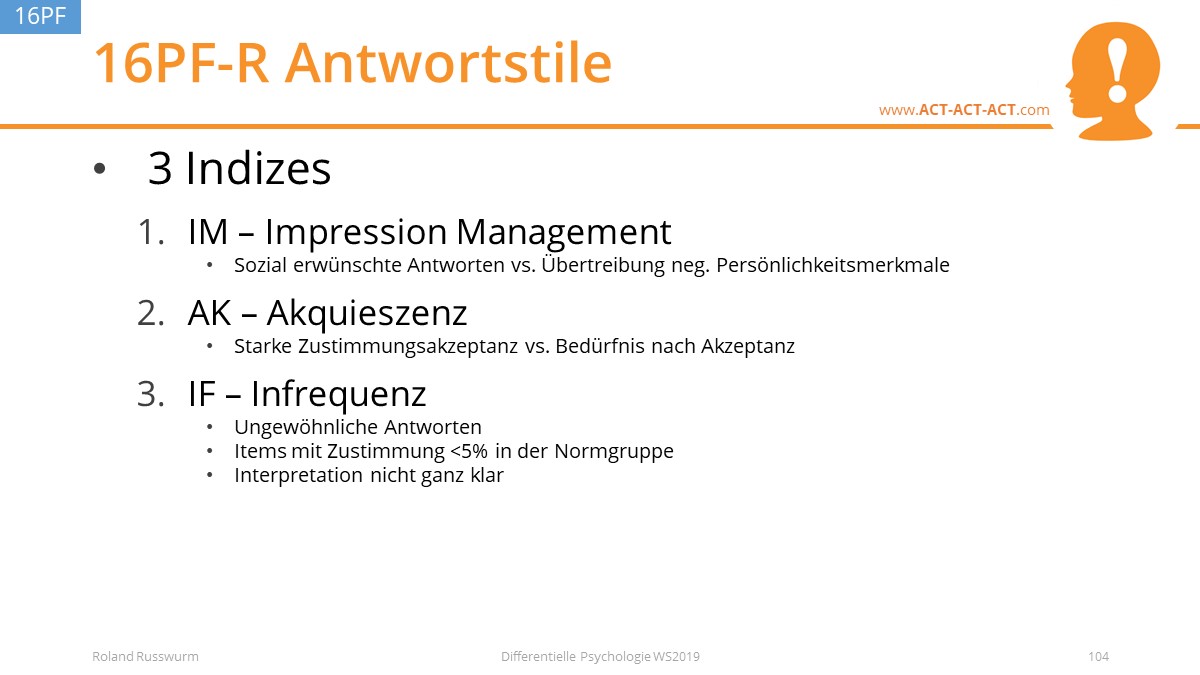 16PF-R Antwortstile