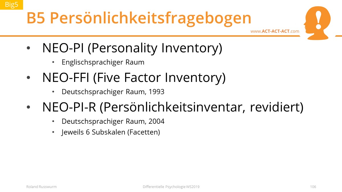 B5 Persönlichkeitsfragebogen